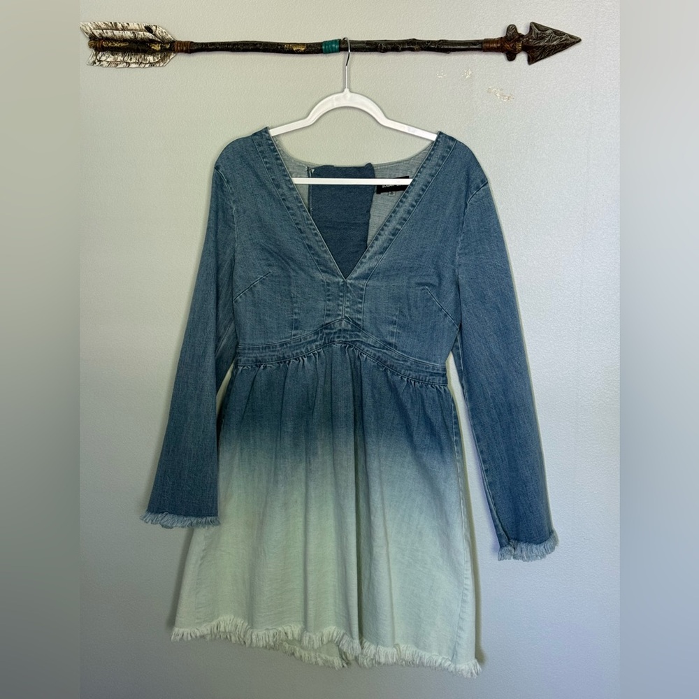 Blue Ombre Long Sleeve Dress